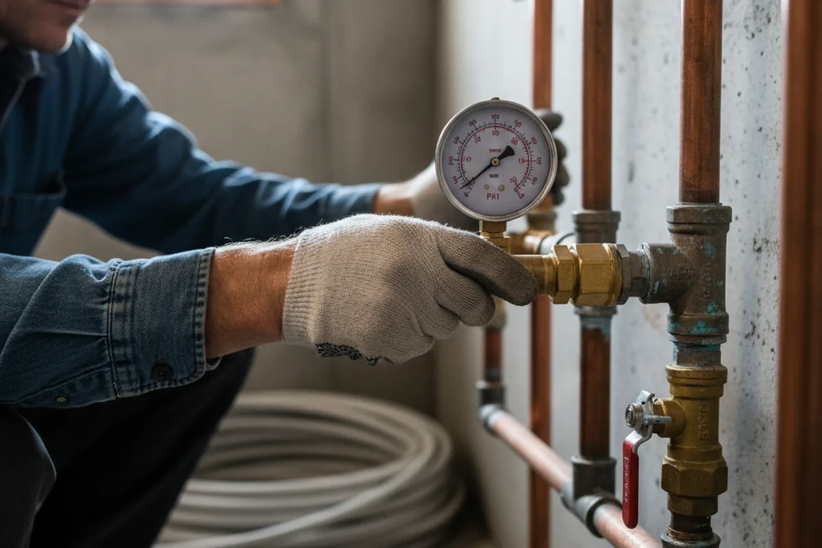 Pressure testing a repaired line during Water Line Repair in Lowgap